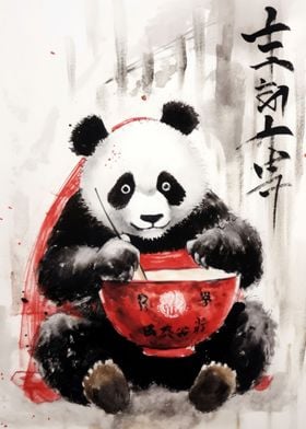 Panda Ramen Ink Wash