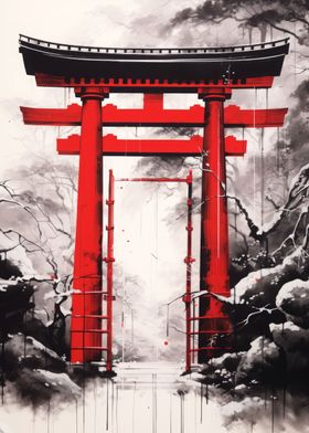 Japanese Gate Ink Wash