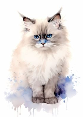 Watercolor Ragdoll Cat