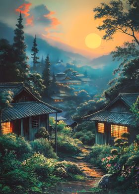 Japanese Landscape Sunset