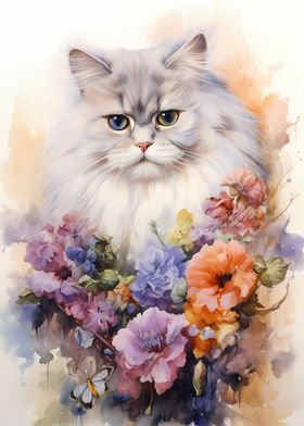 Watercolor Persian Cat