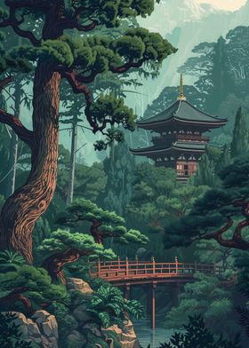 Japanese Temple Forest