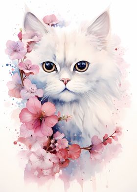 Watercolor Persian Cat