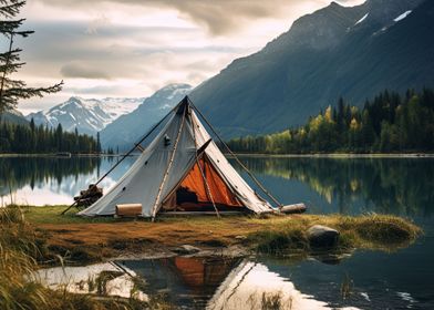 Lake Camping in Nature