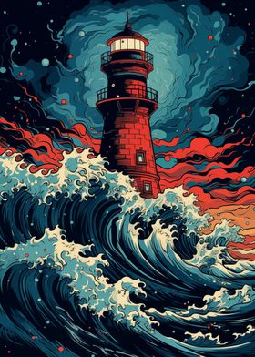 Lighthouse Japanese Wave
