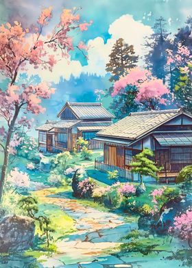 Cherry Blossom Landscape