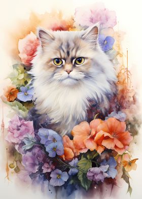 Watercolor Persian Cat