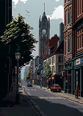 Dusseldorf City Pixel Art 