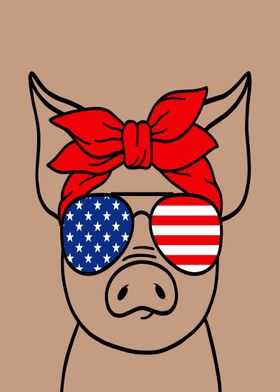Cute Pig Usa Flag