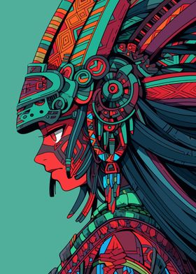 Cyberpunk Aztec Girl