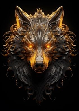 Black and Gold Wolf