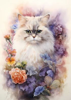 Watercolor Persian Cat