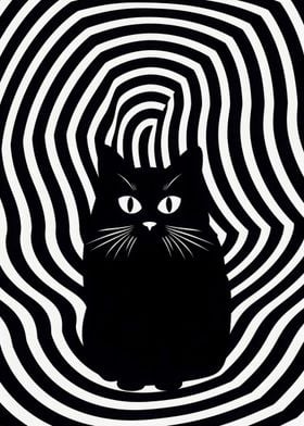 Black White Hypno Cat