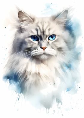 Watercolor Ragdoll Cat