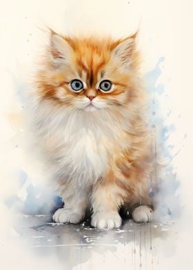 Watercolor Persian Cat