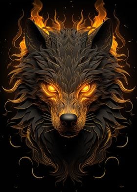 Black and Gold Wolf