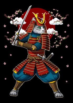 Cat Japanese Samurai Ninja