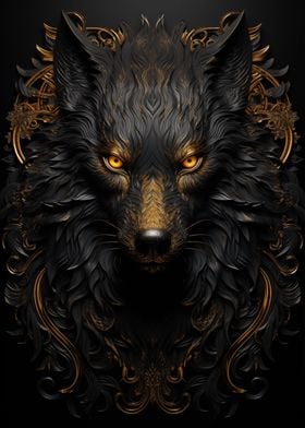 Black and Gold Wolf