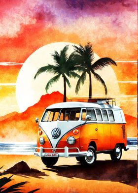 van in the sunset