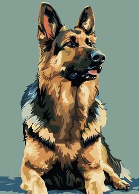 German Sheppard Low Poly