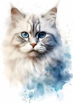 Watercolor Ragdoll Cat