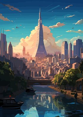 Fantasy City Cloud Skyline