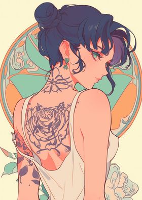 Retro Tattoo Anime WAIFU 