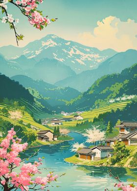 japanese countryside scene