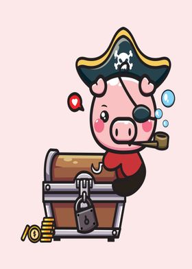 Cute Pirate Pig 