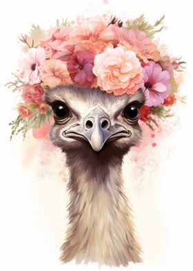 Watercolor Ostrich