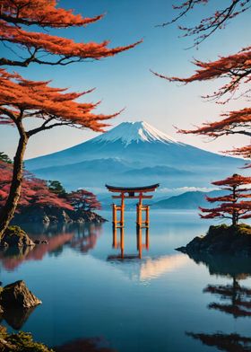 Mt Fuji across the river