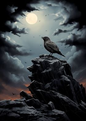 Black Bird on a Rock