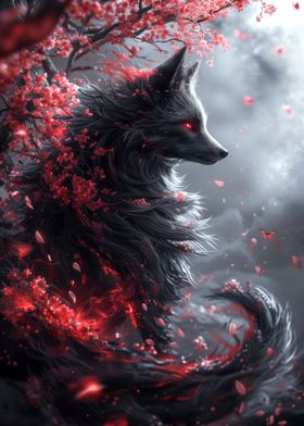 black kitsune fox
