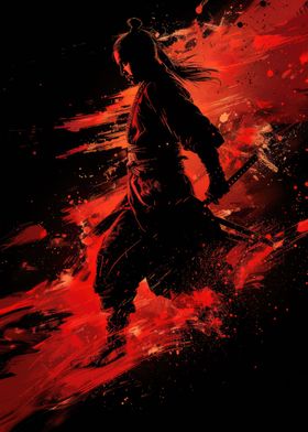 Samurai Warrior Red Black