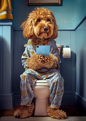 Cockapoo on the Toilet