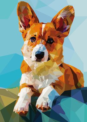 Corgi Dog Low Poly