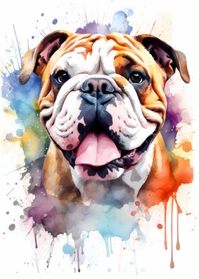 Bulldog in Watercolor