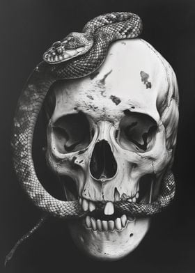 Snake Wrapped a Skull