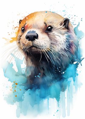 Watercolor Sea Otter