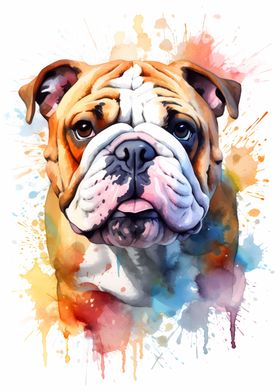 Bulldog in Watercolor