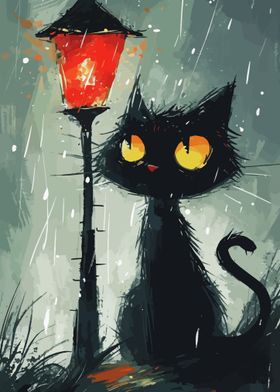 Cute cat on lantern