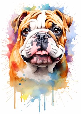 Bulldog in Watercolor