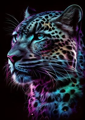 Neon Leopard Portrait