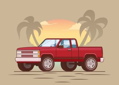 Truck Among Palm Trees