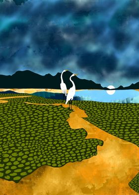 Great Egrets on Honeymoon 