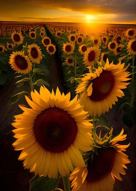 Sunflowers in the evening