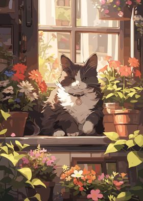 Cat Flower Anime