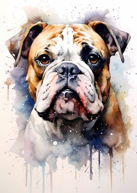 Bulldog in Watercolor