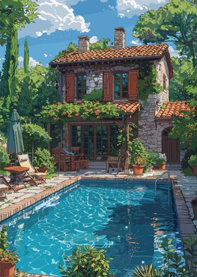 Rustic House with pool