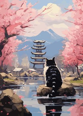 Cat Japanese Landscape